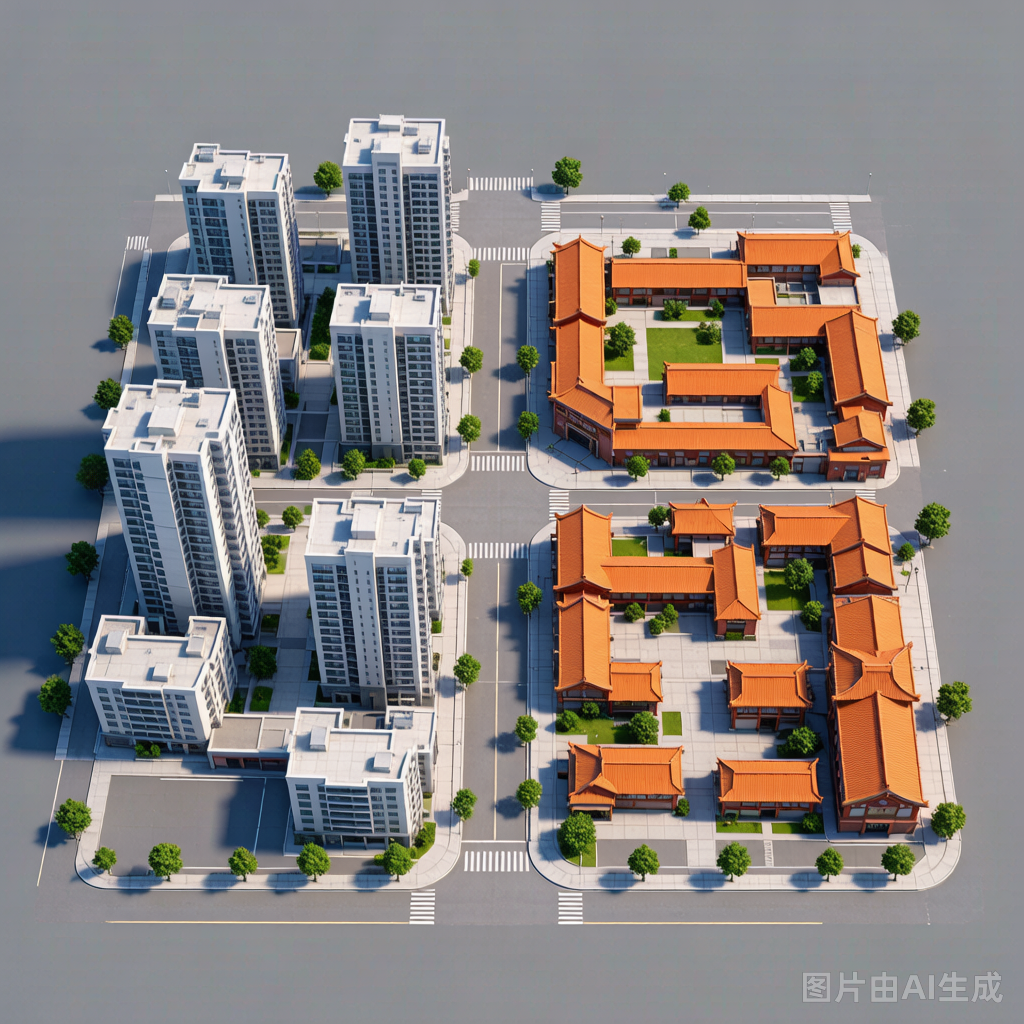 成吉思汗街道城市俯视图